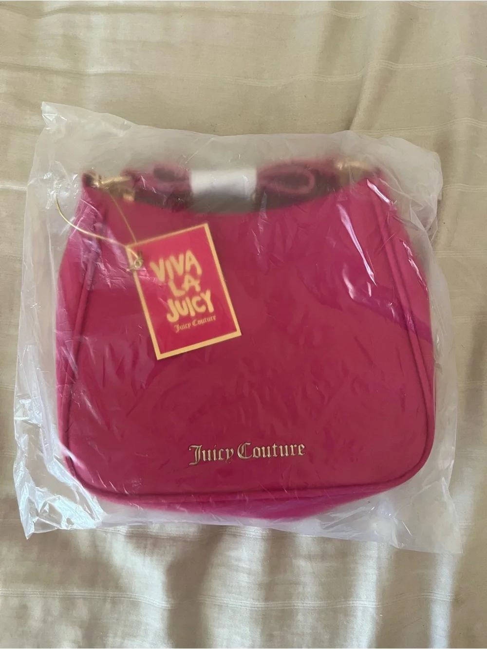 Juicy Couture Hot Pink Shoulder Bag with Gold Logo